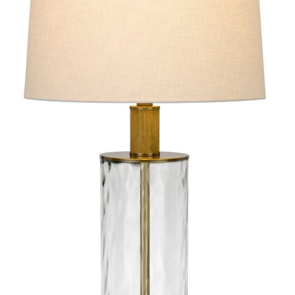 31" Clear Metal Table Lamp With White Empire Shade HomeRoots