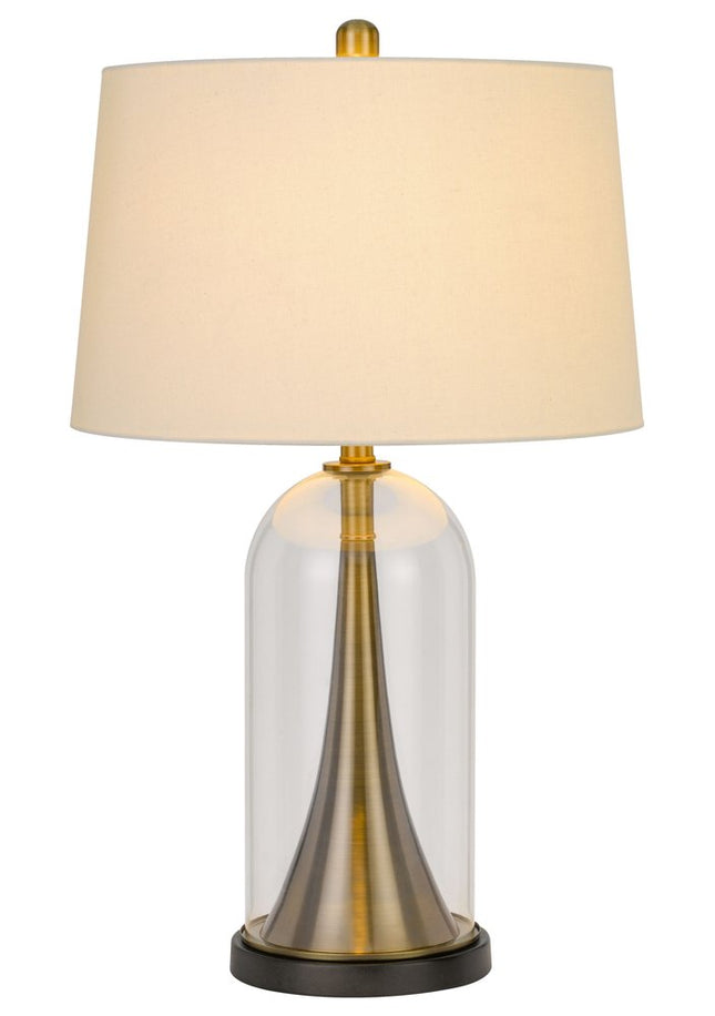 29" Clear Metal Table Lamp With White Empire Shade HomeRoots