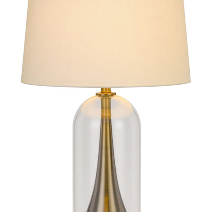 29" Clear Metal Table Lamp With White Empire Shade HomeRoots