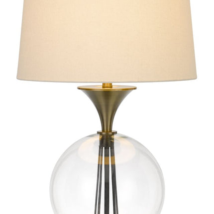 31" Bronze Metal Globe Table Lamp With White Empire Shade HomeRoots