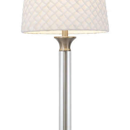 32" Nickel Metal Table Lamp With White Empire Shade HomeRoots