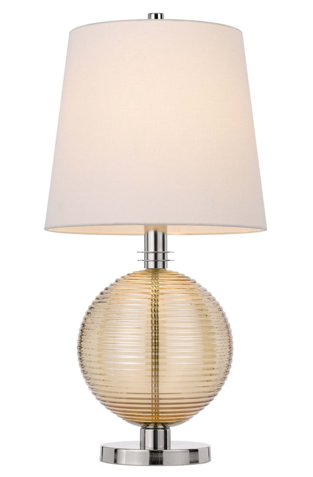 28" Nickel Metal Globe Table Lamp With White Empire Shade HomeRoots