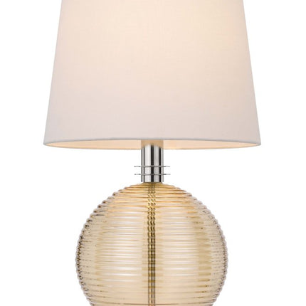 28" Nickel Metal Globe Table Lamp With White Empire Shade