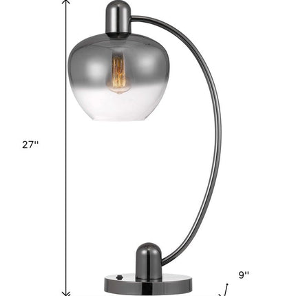 27" Gunmetal Metal Table Lamp With Silver Metallic Globe Shade HomeRoots