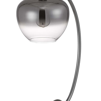 27" Gunmetal Metal Table Lamp With Silver Metallic Globe Shade