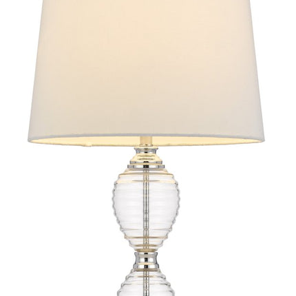 24" Clear Metal Table Lamp With White Empire Shade HomeRoots