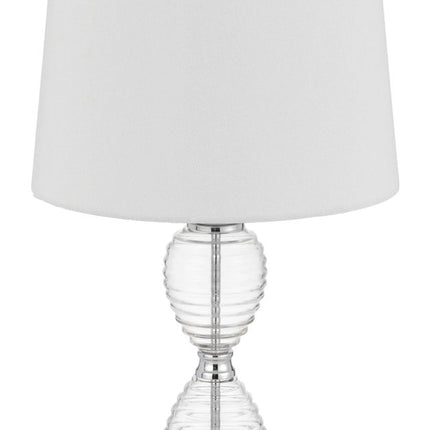 24" Clear Metal Table Lamp With White Empire Shade