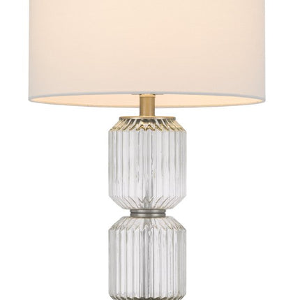 28" Nickel Metal Table Lamp With White Drum Shade HomeRoots