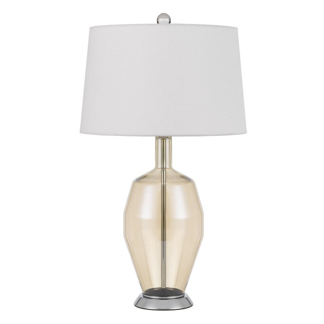 29" Nickel Metal Round Table Lamp With White Drum Shade HomeRoots