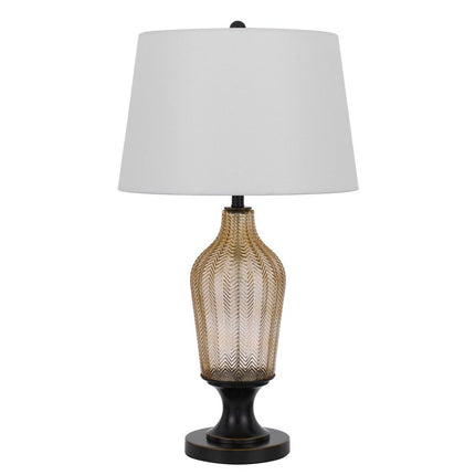 31" Bronze Glass Table Lamp With White Empire Shade HomeRoots