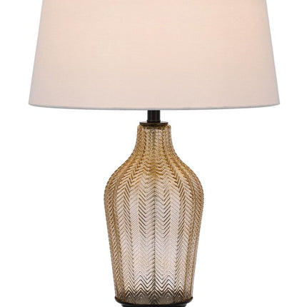 31" Bronze Glass Table Lamp With White Empire Shade HomeRoots