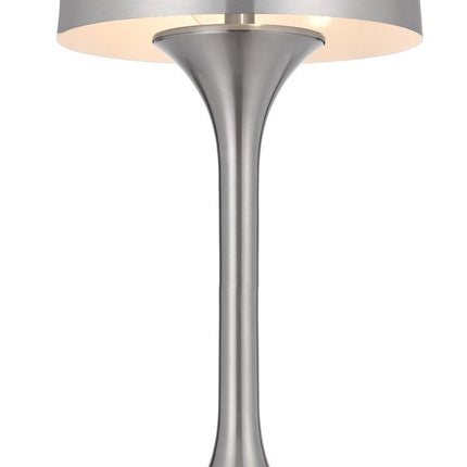 22" Nickel Metal Two Light Usb Table Lamp With Nickel Dome Shade HomeRoots