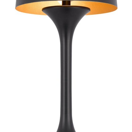22" Black Metal Two Light Novelty USB Table Lamp With Black Dome Shade