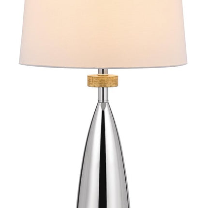 31" Brown Metal Geometric USB Table Lamp With White Empire Shade HomeRoots