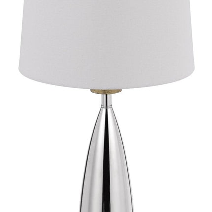 31" Brown Metal Geometric USB Table Lamp With White Empire Shade HomeRoots