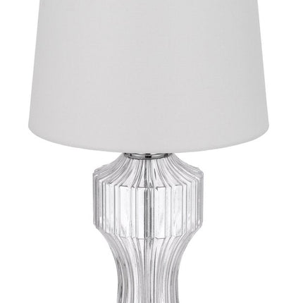 26" Clear Glass Table Lamp With White Empire Shade HomeRoots
