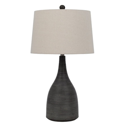 29" Black Ceramic Round Table Lamp With Beige Empire Shade HomeRoots