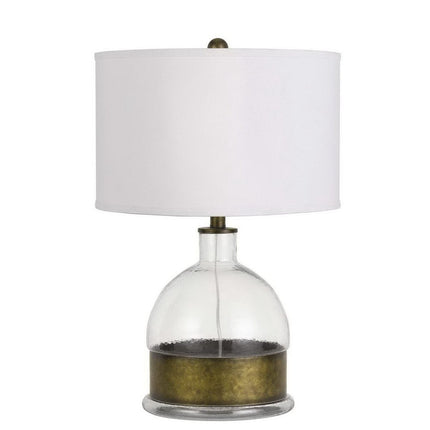 25" Nickel Glass Globe Table Lamp With White Drum Shade HomeRoots