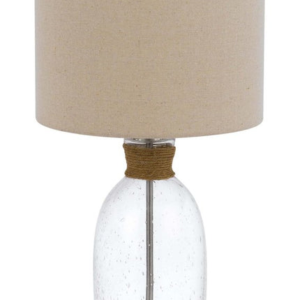 26" Brown Mason Jar Table Lamp With Brown Drum Shade