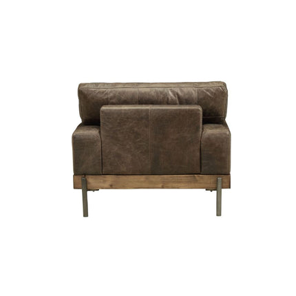 ACME 52477 Silchester Chair, Oak & Distress Chocolate Top Grain Leather