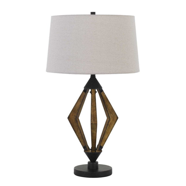 30" Black Metal Lantern Table Lamp With Gray Empire Shade HomeRoots