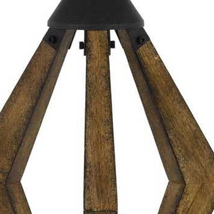 30" Black Metal Lantern Table Lamp With Gray Empire Shade HomeRoots