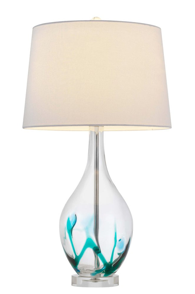 27" Clear Glass Table Lamp With White Empire Shade HomeRoots