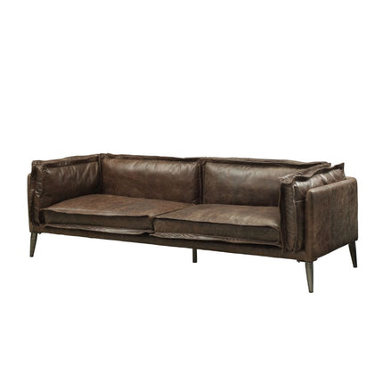 ACME 52480 Porchester Sofa, Distress Chocolate Top Grain Leather