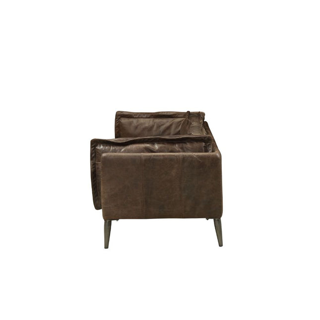 ACME 52481 Porchester Loveseat, Distress Chocolate Top Grain Leather
