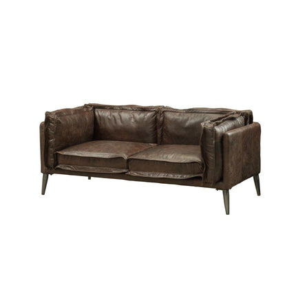 ACME 52481 Porchester Loveseat, Distress Chocolate Top Grain Leather