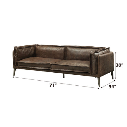 ACME 52481 Porchester Loveseat, Distress Chocolate Top Grain Leather
