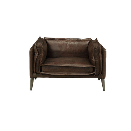 ACME 52482 Porchester Chair, Distress Chocolate Top Grain Leather