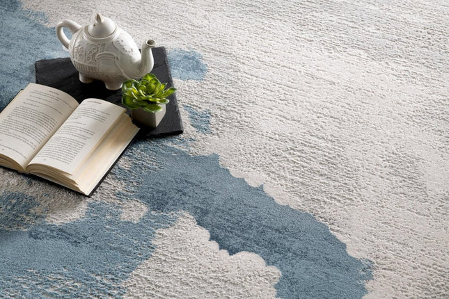 10' Blue And Gray Abstract Washable Runner Rug HomeRoots