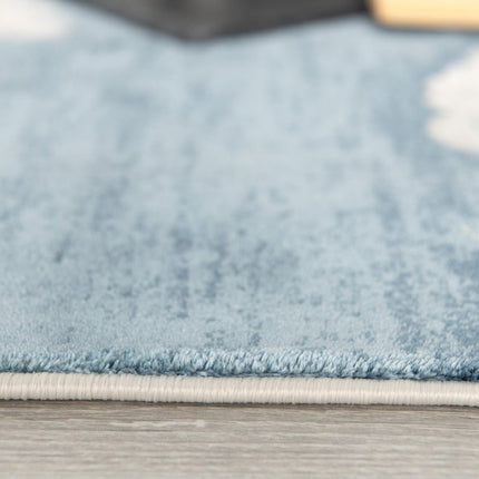 10' Blue And Gray Abstract Washable Runner Rug HomeRoots