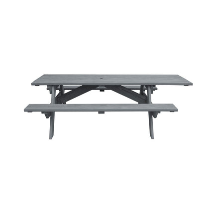 Gray Solid Wood Outdoor Picnic Table Umbrella Hole HomeRoots