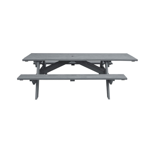 Gray Solid Wood Outdoor Picnic Table Umbrella Hole HomeRoots