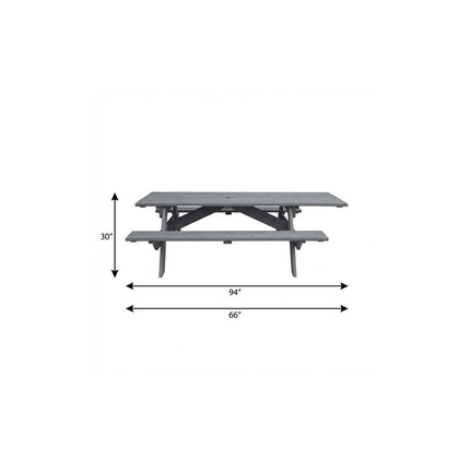 Gray Solid Wood Outdoor Picnic Table Umbrella Hole HomeRoots