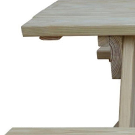 Beige Solid Wood Outdoor Picnic Table Umbrella Hole HomeRoots