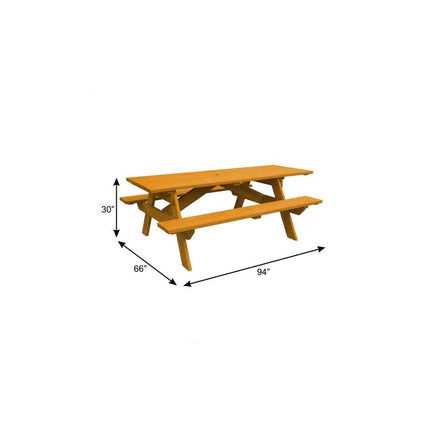 Natural Solid Wood Outdoor Picnic Table Umbrella Hole HomeRoots