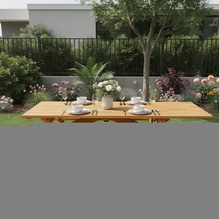 Natural Solid Wood Outdoor Picnic Table Umbrella Hole HomeRoots
