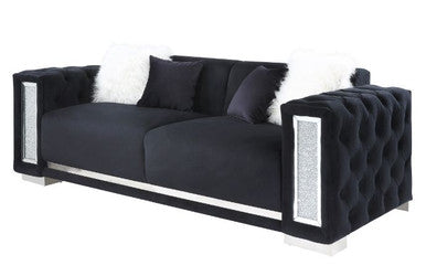 ACME 52525 Trislar Sofa with 4 Pillows, Black Velvet ACME Furniture