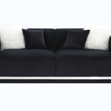 ACME 52525 Trislar Sofa with 4 Pillows, Black Velvet