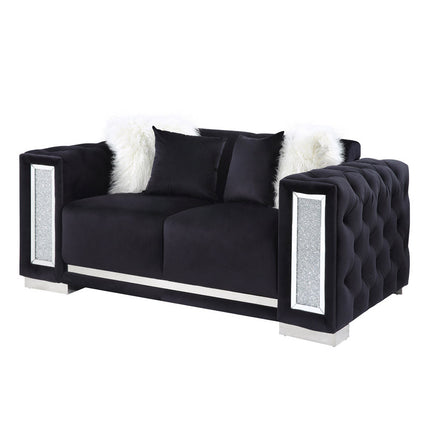 ACME 52526 Trislar Loveseat with 4 Pillows, Black Velvet