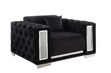 ACME 52527 Trislar Chair with Pillow, Black Velvet ACME Furniture