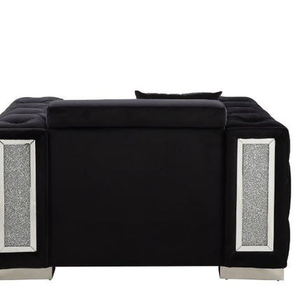 ACME 52527 Trislar Chair with Pillow, Black Velvet