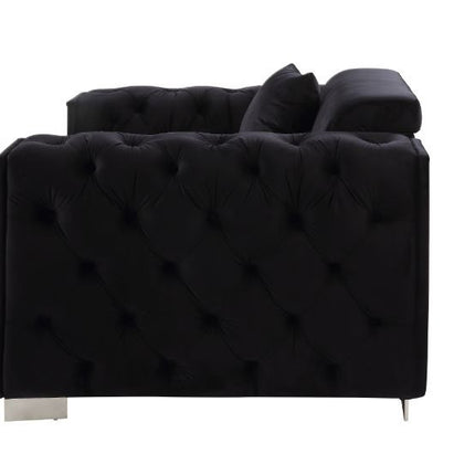 ACME 52527 Trislar Chair with Pillow, Black Velvet