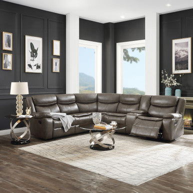 ACME 52540 Tavin Sectional Motion Sofa, Taupe Leather-Aire Match ACME Furniture