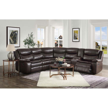 ACME 52545 Tavin Sectional Motion Sofa, Espresso Leather-Aire Match