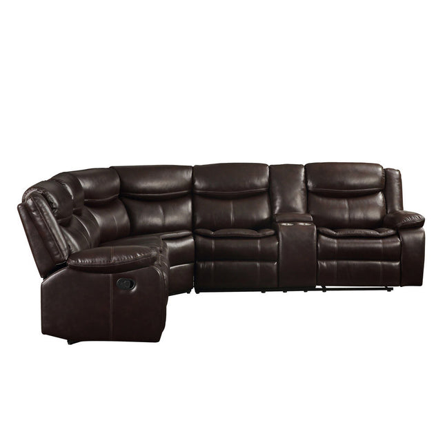ACME 52545 Tavin Sectional Motion Sofa, Espresso Leather-Aire Match  1