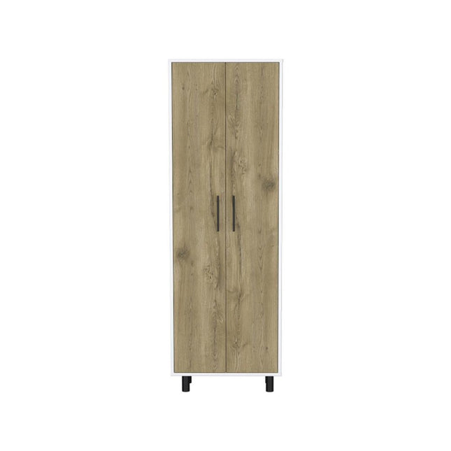 71" Beige Wood Two Door Pantry Or Storage Closet HomeRoots